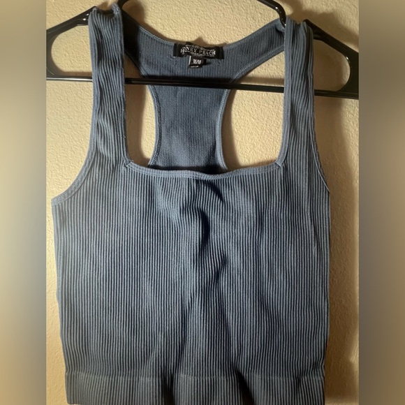 Women’s Ribbed Square Neck Racerback Tank Top - Picture 1 of 5